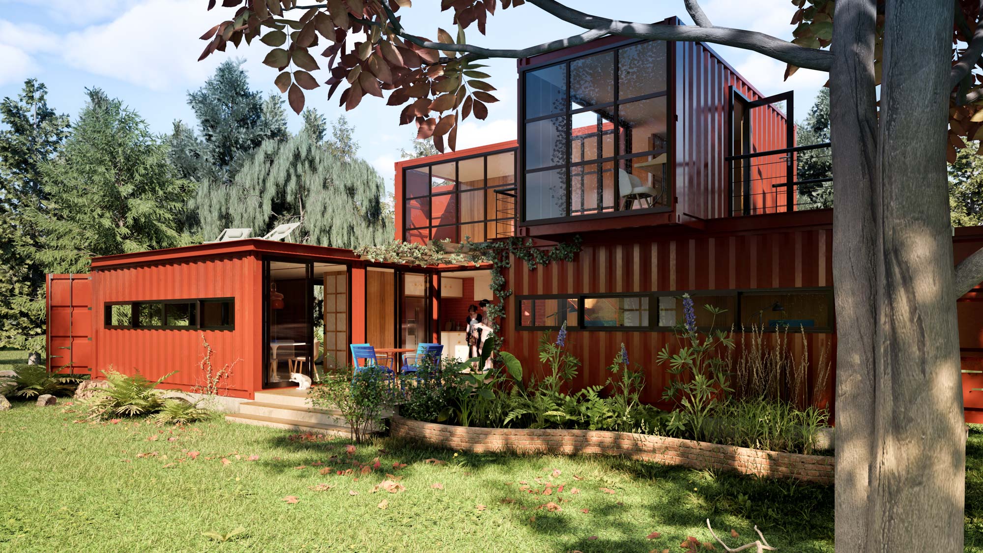 Render Cargo House, Concepte de disseny amb containers