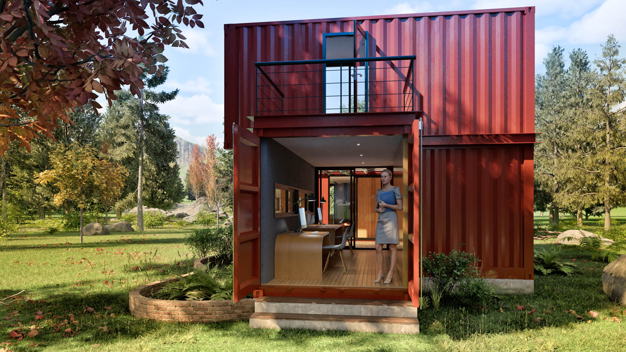 Render Cargo House, Concepte de disseny amb containers